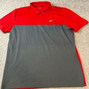Nike Men's Polo Shirt in Red and Gray